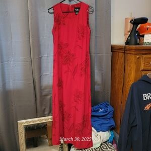 Red Floral Sleeveless Dress